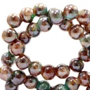 Glaskralen gemêleerd 4mm Brown-turquoise